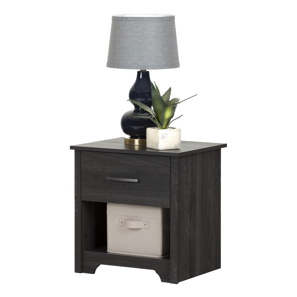 South Shore Fusion 1-Drawer Nightstand, 22-1/2inH x 21-3/4inW x 17-3/4inD, Gray Oak