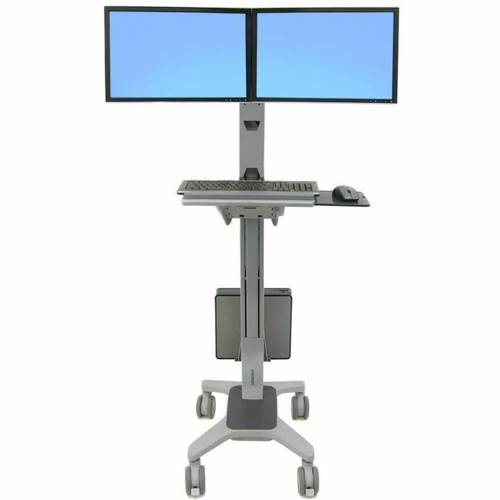 Ergotron Neo-Flex Dual WideView WorkSpace Cart - 40 lb Capacity - 4 - Aluminum, Plastic, Steel - Gray