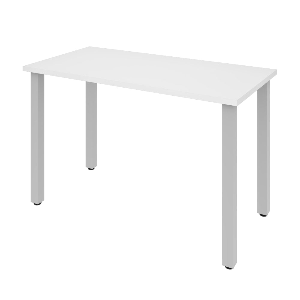 Bestar Universal 48inW Table Computer Desk With Square Metal Legs, White