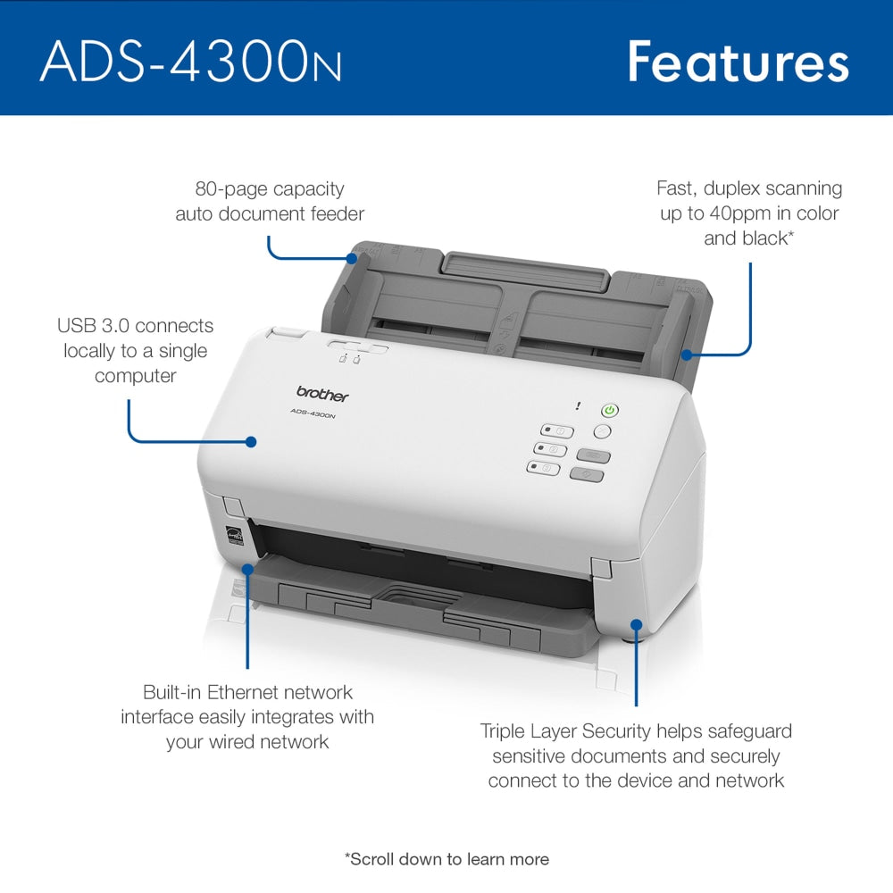 Brother ADS-4300N Professional Desktop Scanner