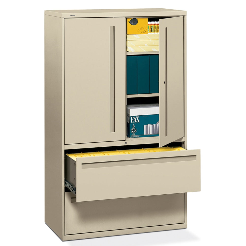 HON Brigade 700 Combo 42inW x 18inD Lateral 2-Drawer File Cabinet, Putty