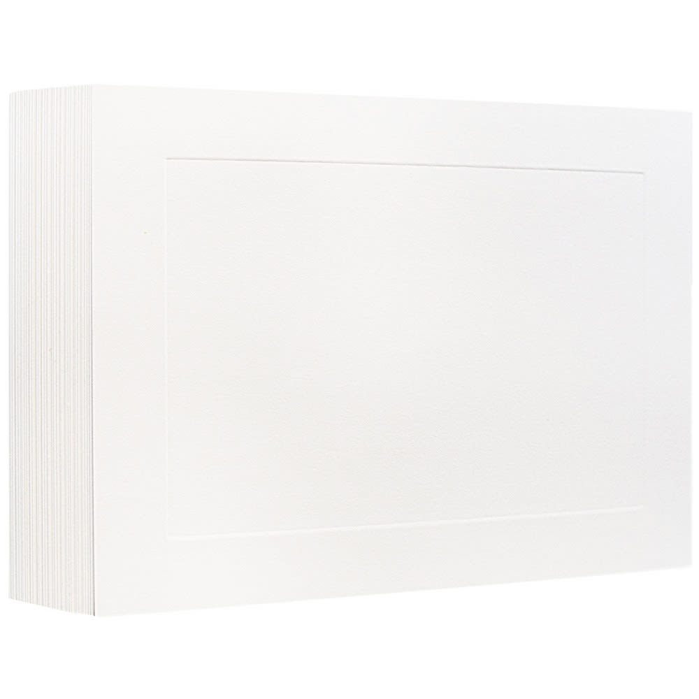 JAM Paper Note Cards, Panel Border, 4 5/8in x 6 1/4in, White, Pack Of 100