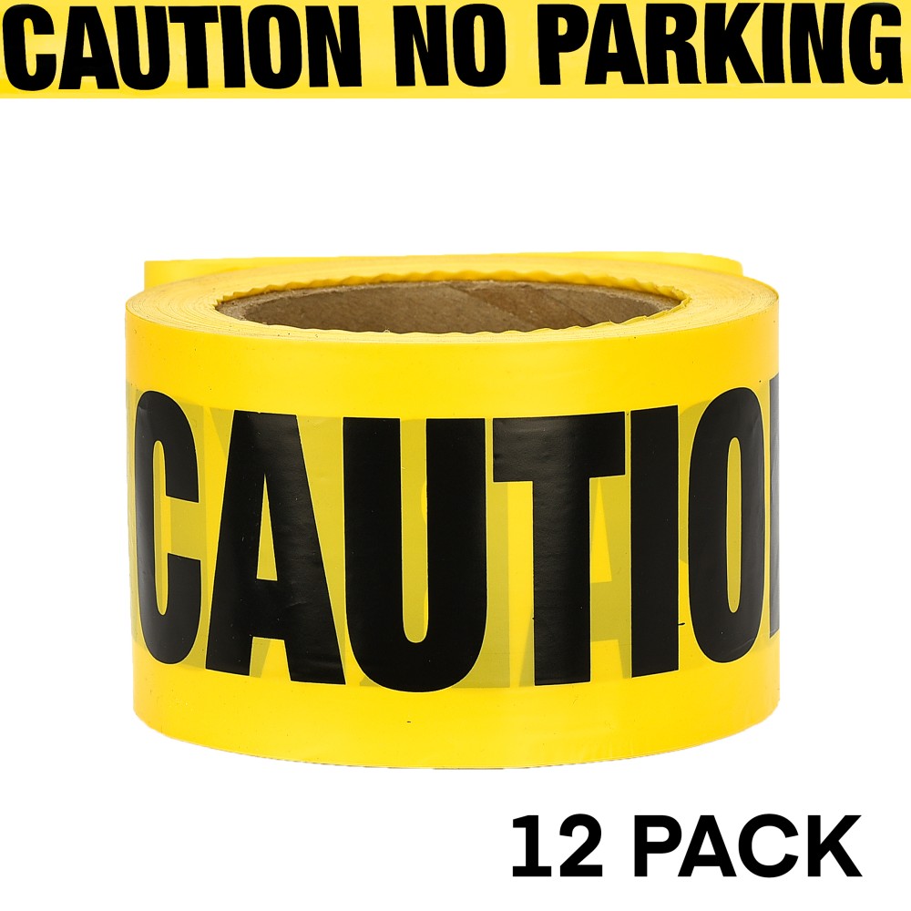 Alpine AdirPro Caution - No Parking Tape, 300ft, Yellow, Pack Of 12 Rolls