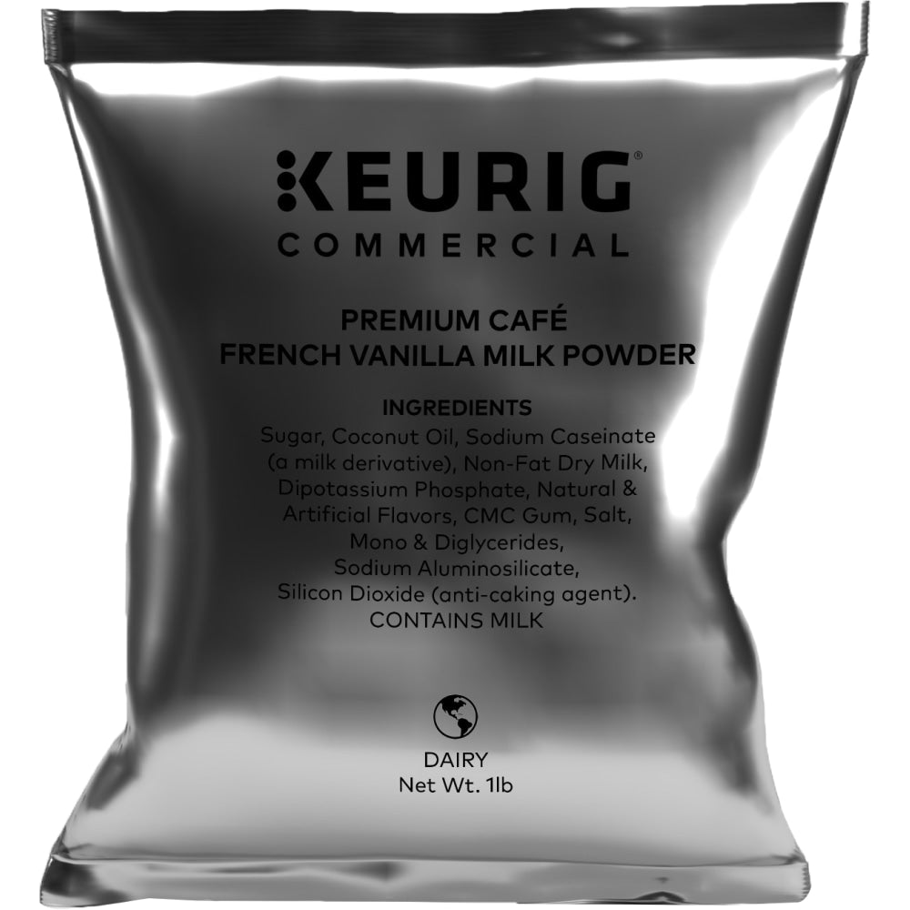 Keurig Premium Cafe Milk Powder, French Vanilla, 16 Oz, Case Of 12 Bags