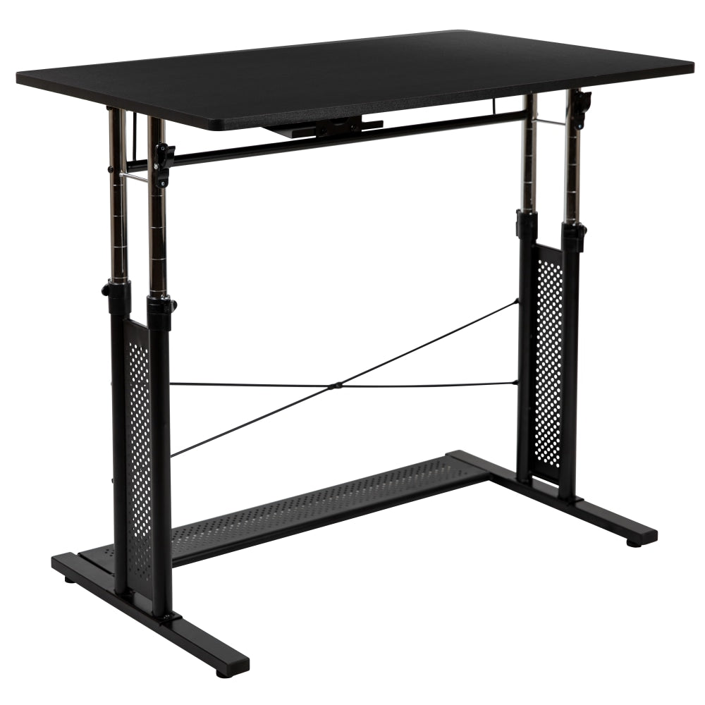 Flash Furniture 40inW Height-Adjustable Sit-To-Stand Home Office Desk, Black