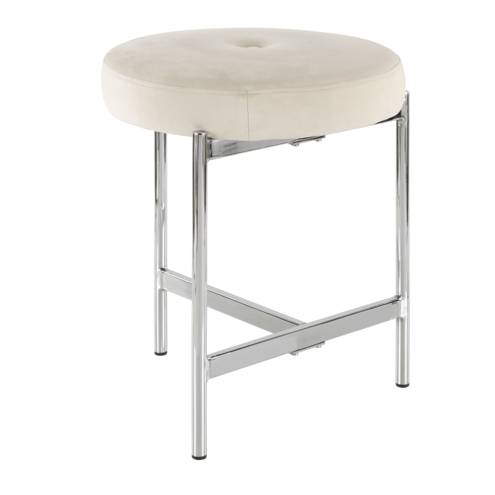 LumiSource Chloe Vanity Stool, White/Chrome