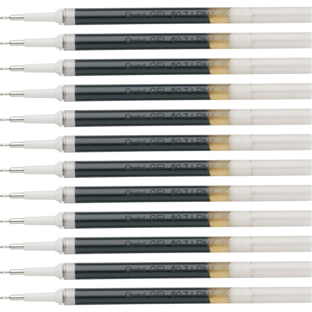 Pentel EnerGel Retractable Liquid Pen Refills, Medium Ballpoint, 0.70 mm, Black, Box Of 12 Refills