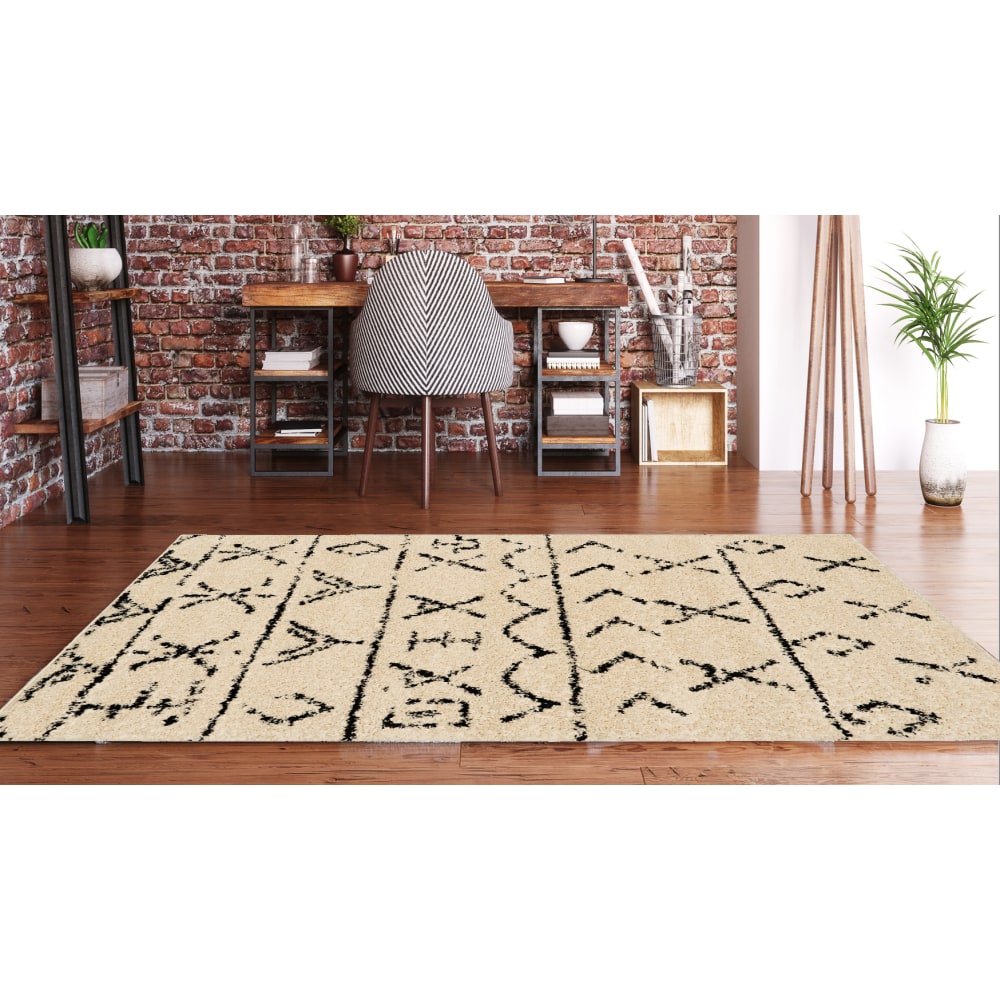 Linon Bijou Area Rug, 8ft x 10ft, Essa Ivory/Black