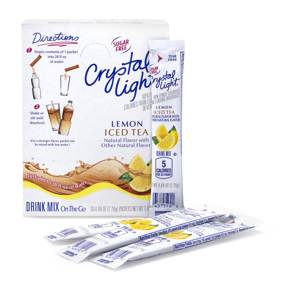 Crystal Light On-The-Go Sugar-Free Drink Mix, Iced Tea, 0.08 Fl Oz, 30 Packets Per Box, Pack Of 2 Boxes