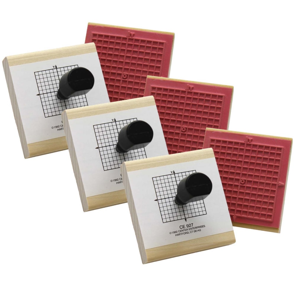 Ready 2 Learn Wood X-Y Axis Stamps, 3-1/4in x 2-3/4in x 2-15/16in, Multicolor, Pack Of 3 Stamps