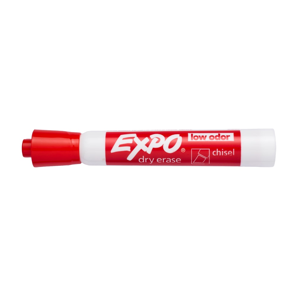 EXPO Low-Odor Dry-Erase Markers, Chisel Point, Red, Pack Of 12