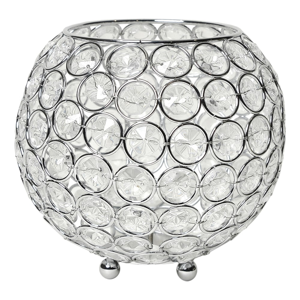 Elegant Designs Elipse Crystal Bowl, 5-1/2in x 6in, Chrome