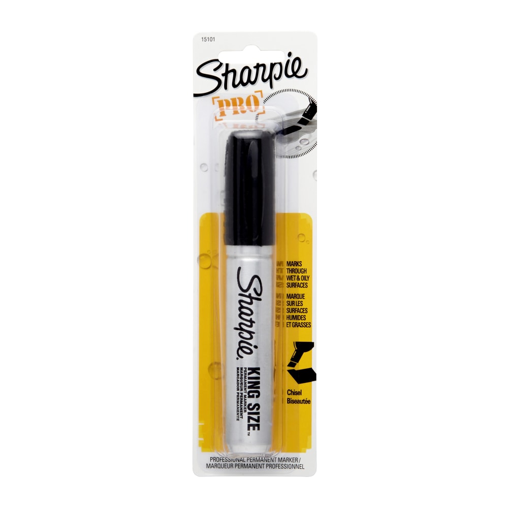 Sharpie King-Size Permanent Marker, Chisel Point, Aluminum Barrel, Black Ink