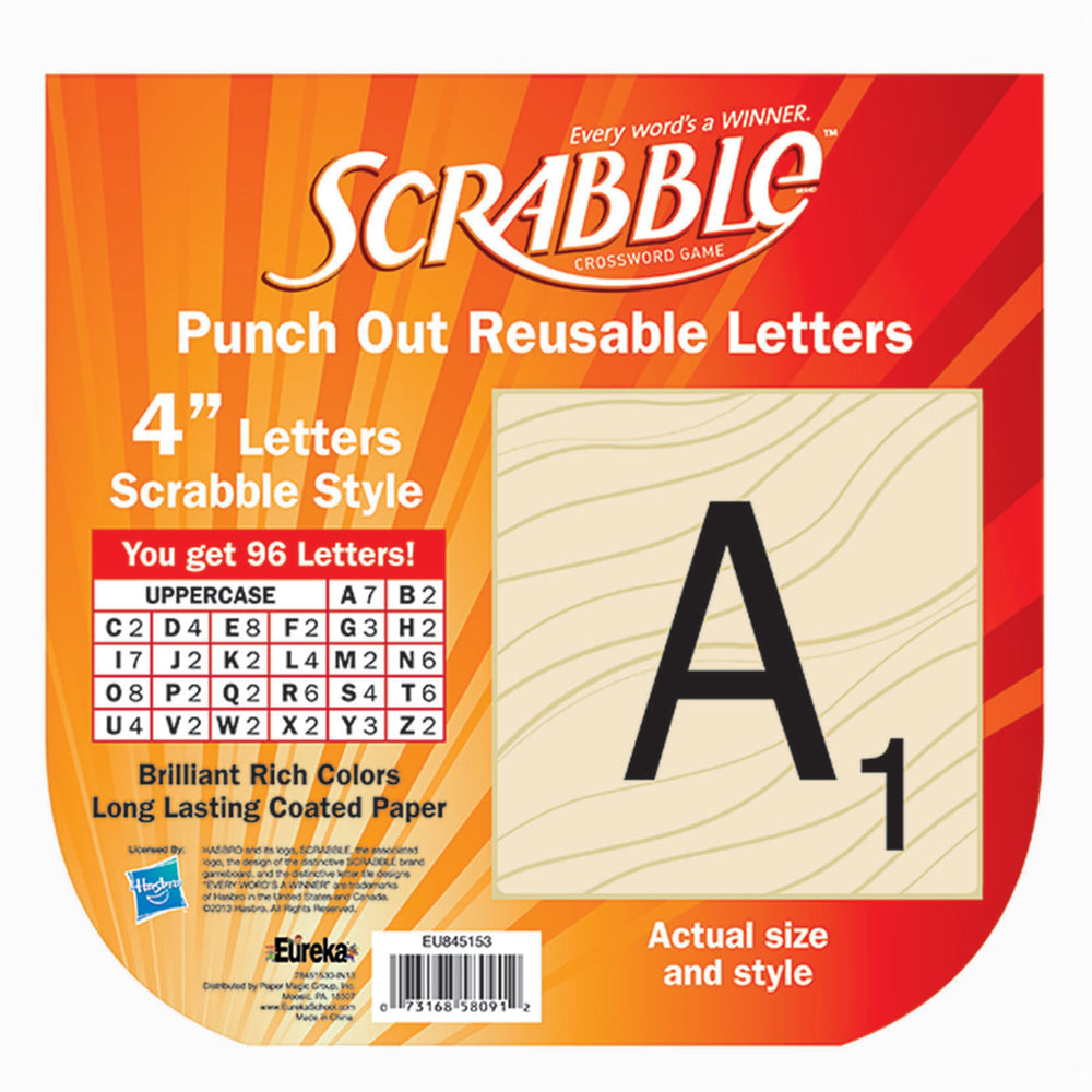 Eureka Reusable Paper Punch-Out Deco Letters, 4in, Scrabble, Set Of 3 Packs