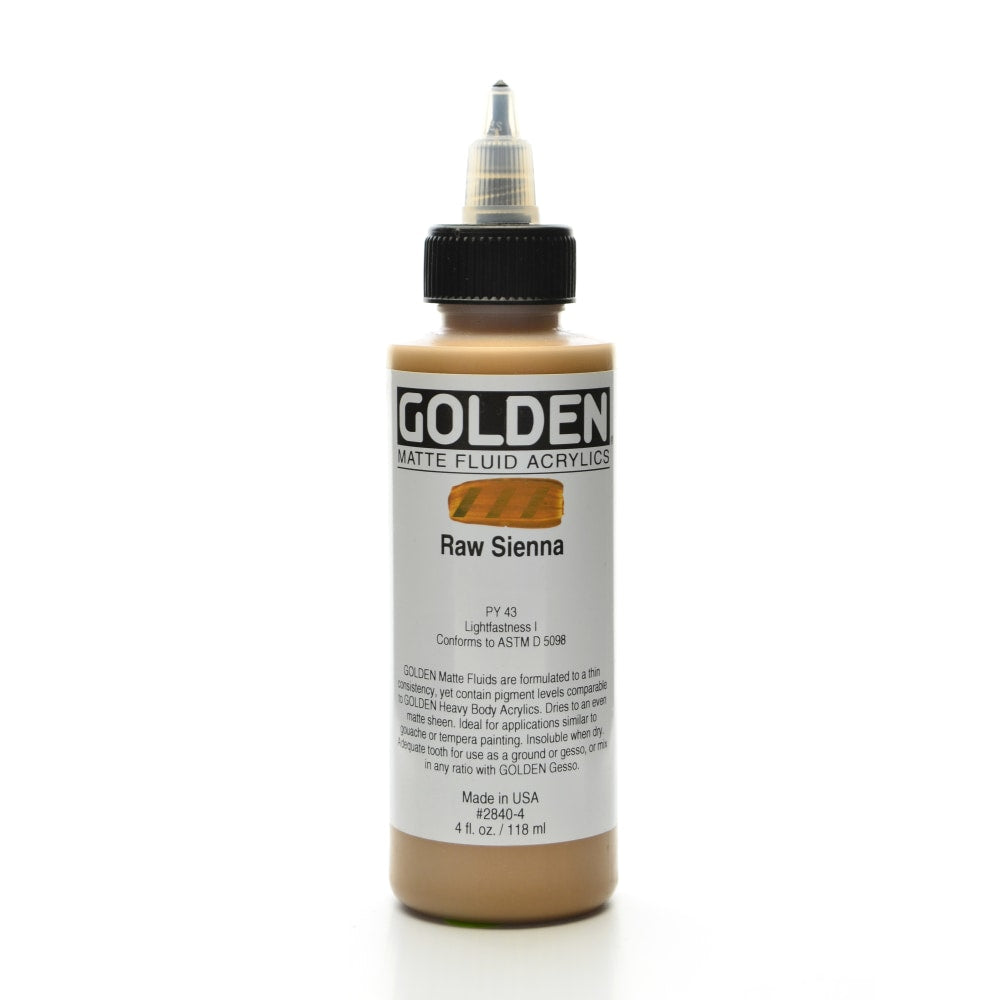 Golden Matte Fluid Acrylic Paint, 4 Oz, Raw Sienna