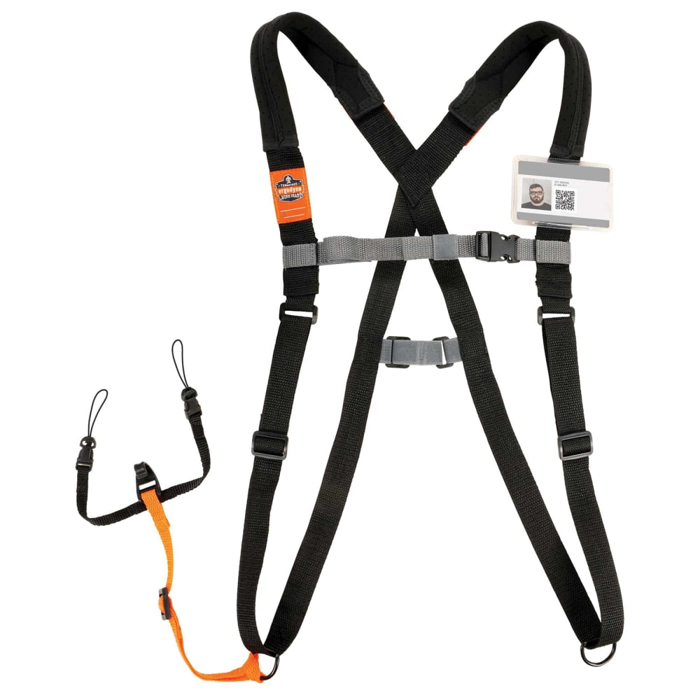 Ergodyne Squids 3138 Barcode Scanner Harness And Lanyard, Small, Black