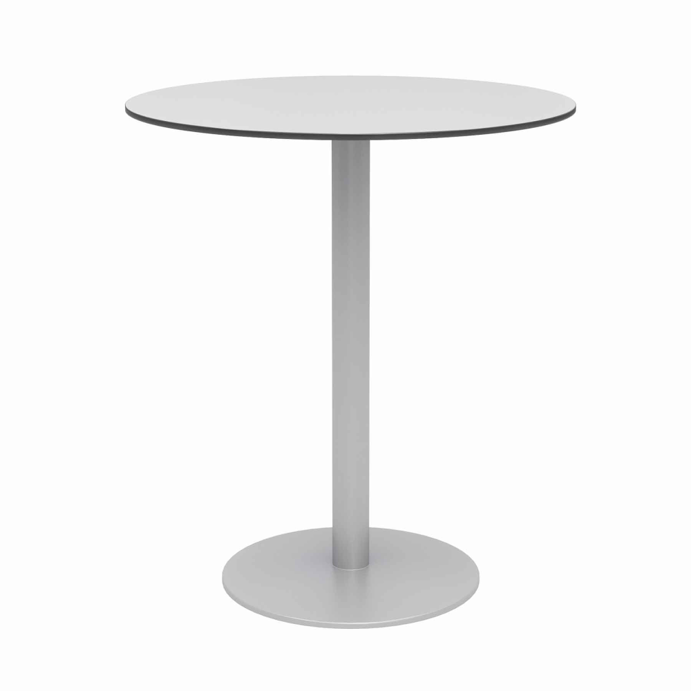 KFI Studios Eveleen Round Outdoor Bistro Patio Table, 41inH x 36inW x 36inD, Fashion Gray/Silver