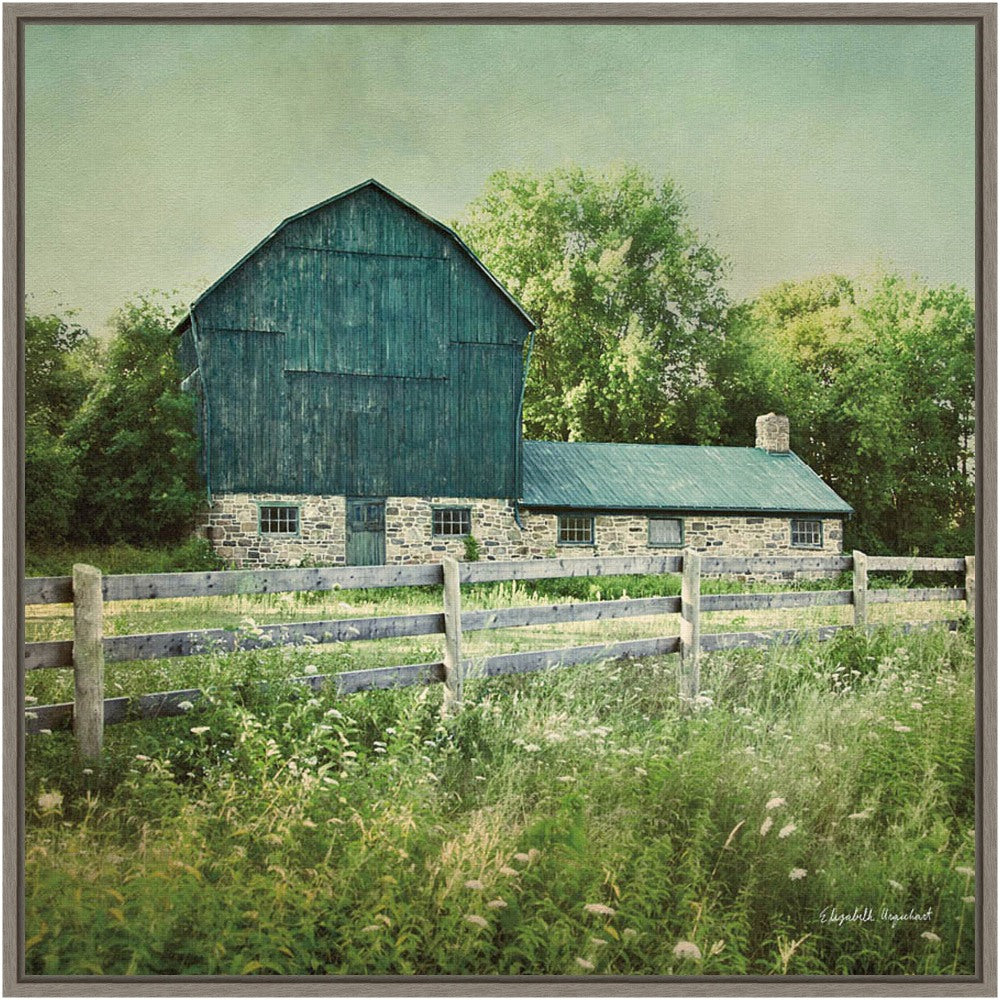 Amanti Art Blissful Country III Barn by Elizabeth Urquhart Framed Canvas Wall Art Print, 22inH x 22inW, Greywash