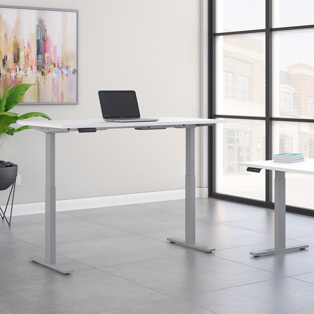 Bush Business Furniture Move 60 Series Electric 72inW x 30inD Height Adjustable Standing Desk, White/Cool Gray Metallic, Standard Delivery