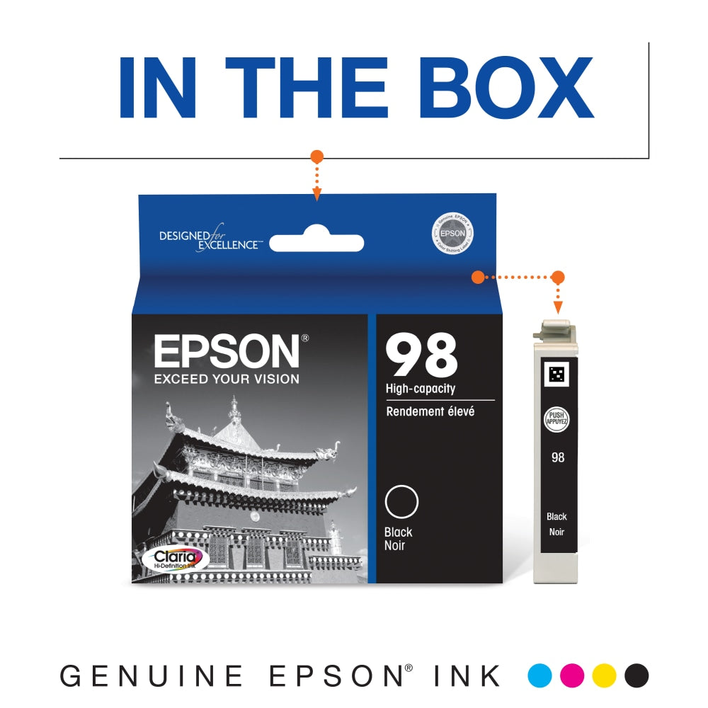 Epson 98 Claria Black High-Yield Ink Cartridge, T098120-S