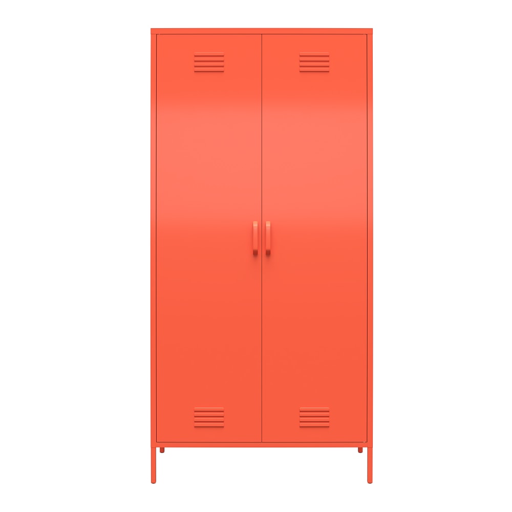 Ameriwood Home Cache Tall 2-Door Metal Locker Cabinet, 72-7/8inH x 35-7/16inW x 15-3/4inD, Orange