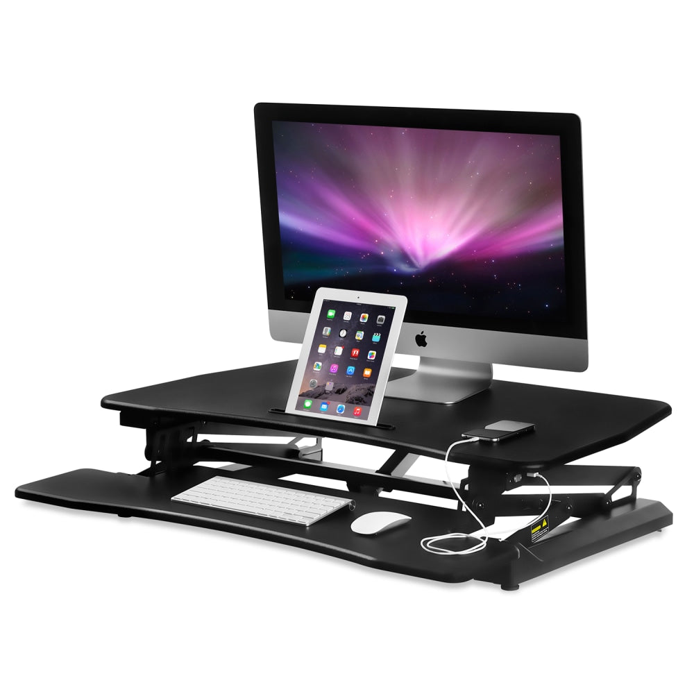 Mount-It! MI-7927E Electric 41inW Standing Desk Converter With USB Port, Black