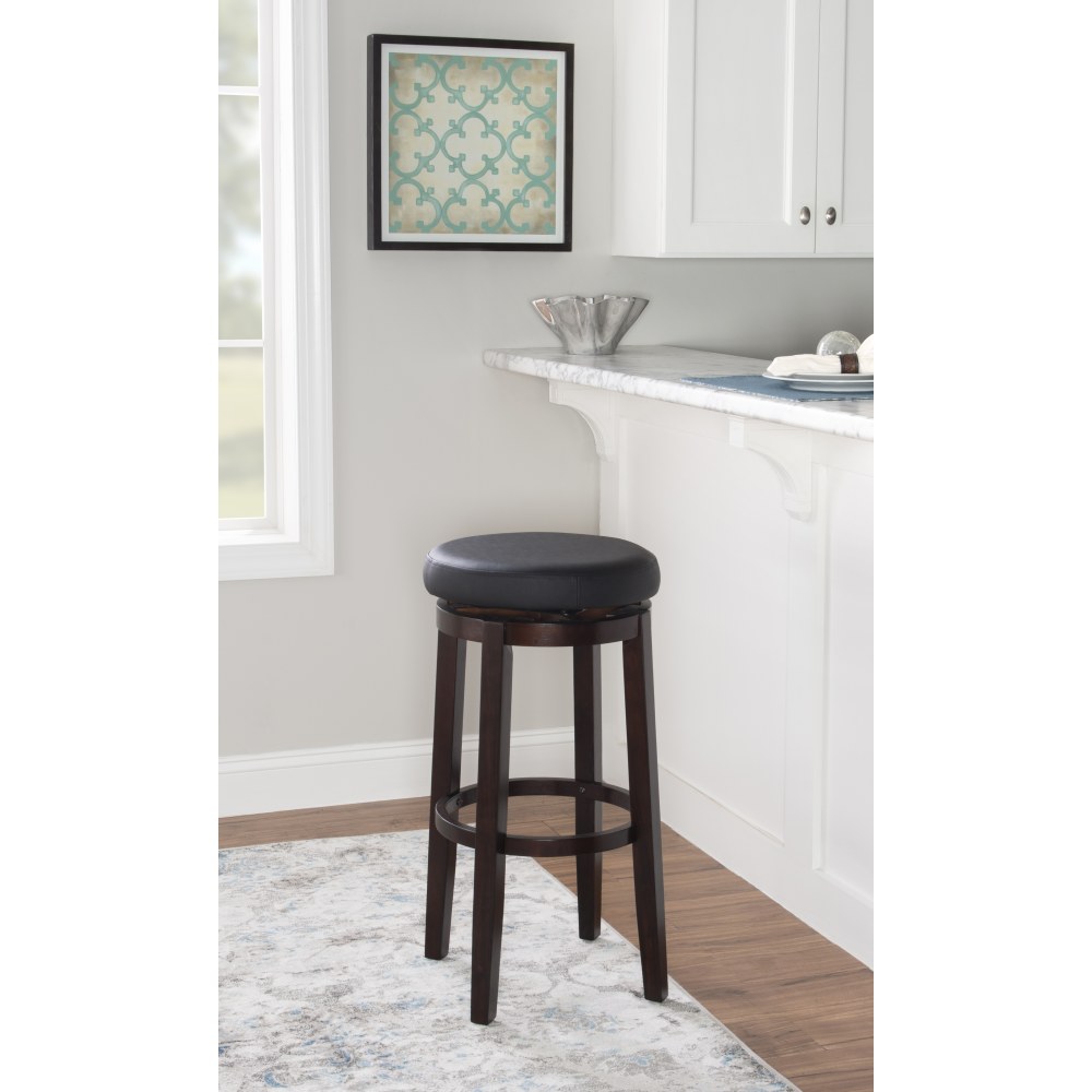 Linon Alice Backless Faux Leather Swivel Bar Stool, Black/Brown