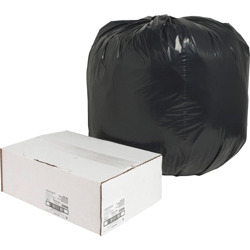 Nature Saver 75% Recycled Heavy-Duty Trash Liners, 45 Gallons, 40in x 46in, Black, Box Of 100