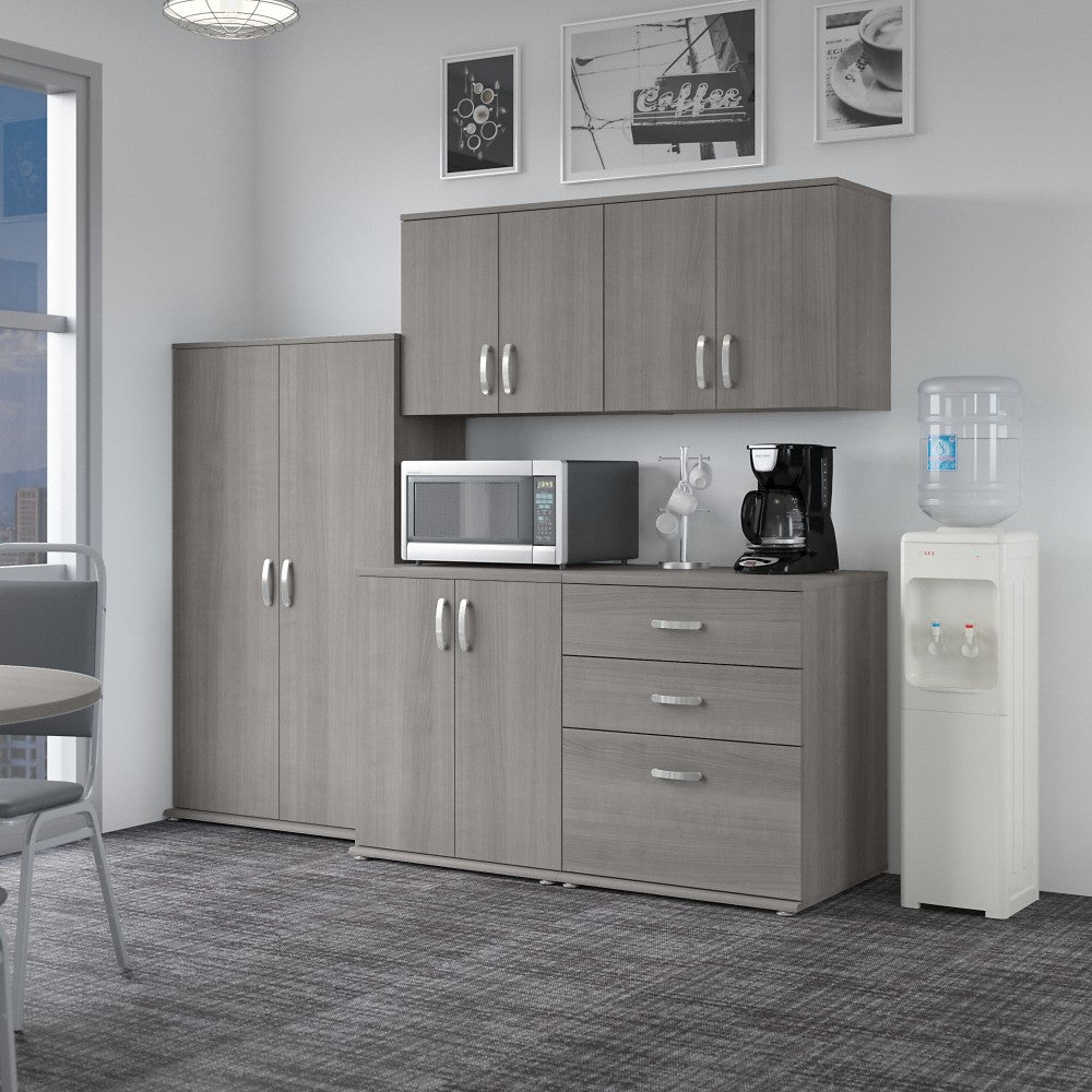 Bush Business Furniture Universal 92inW 5-Piece Modular Storage Set With Floor And Wall Cabinets, Platinum Gray, Standard Delivery