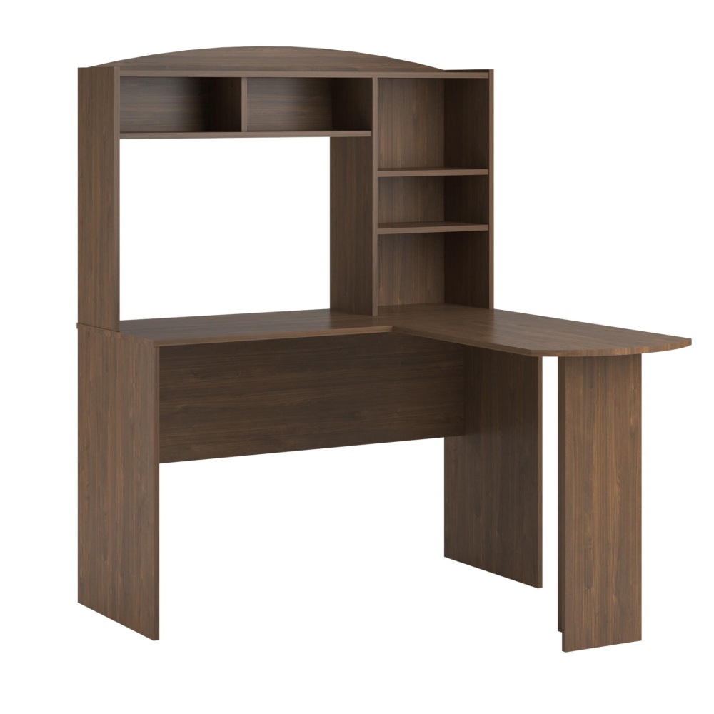 Ameriwood Home Sutton 47inW L-Shaped Corner Desk With Hutch, Walnut