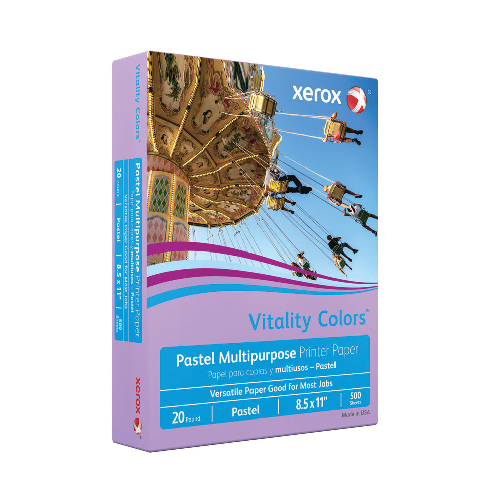 Xerox Vitality Colors Color Multi-Use Printer & Copy Paper, Lilac, Letter (8.5in x 11in), 500 Sheets Per Ream, 20 Lb, 30% Recycled