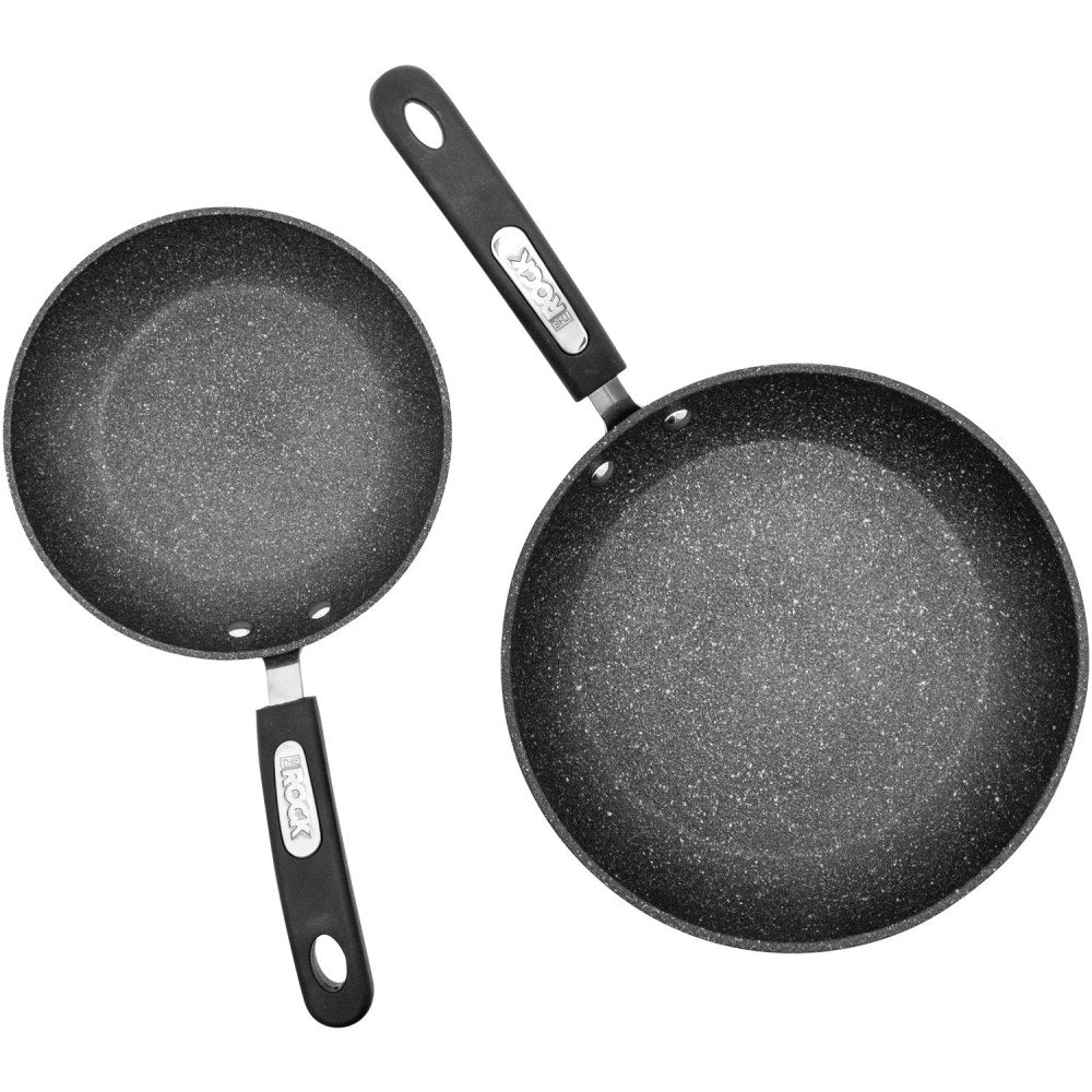 The Rock Set of 2 Fry Pans with Bakelite Handles - Cooking, Frying - Dishwasher Safe - 8in Frying Pan - 10in 2nd Frying Pan - Black - Bakelite Handle - 2 / Case