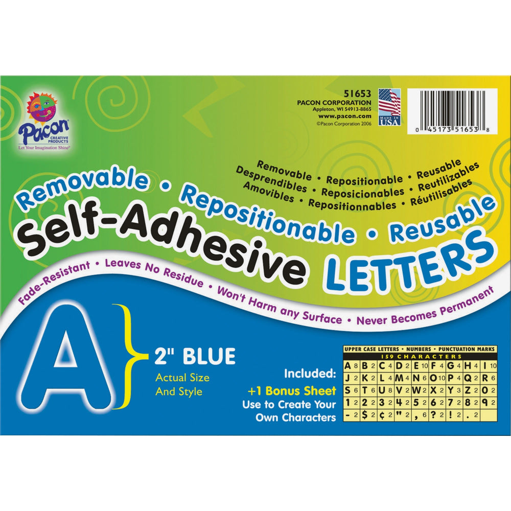 Pacon Self-Adhesive Letters, 2in, Blue, Pack Of 159