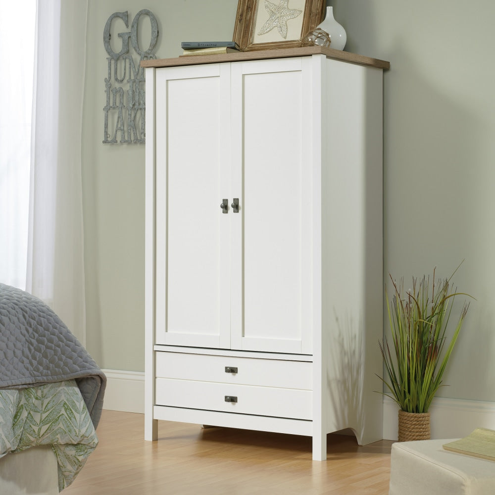 Sauder Cottage Road Storage Armoire, 1 Adjustable And 1 Fixed Shelf, Soft White