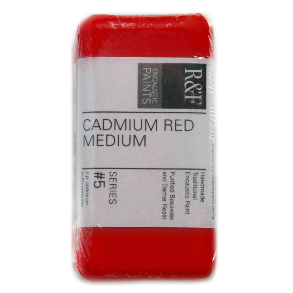 R & F Handmade Paints Encaustic Paint Cake, 40 mL, Cadmium Red Medium