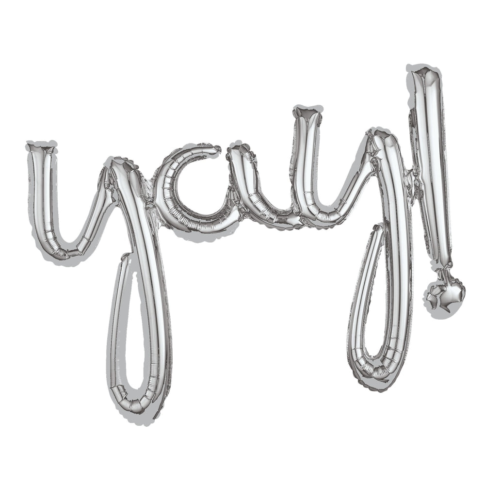 Amscan "Yay" Cursive Balloon Banner, 25in x 35in, Silver