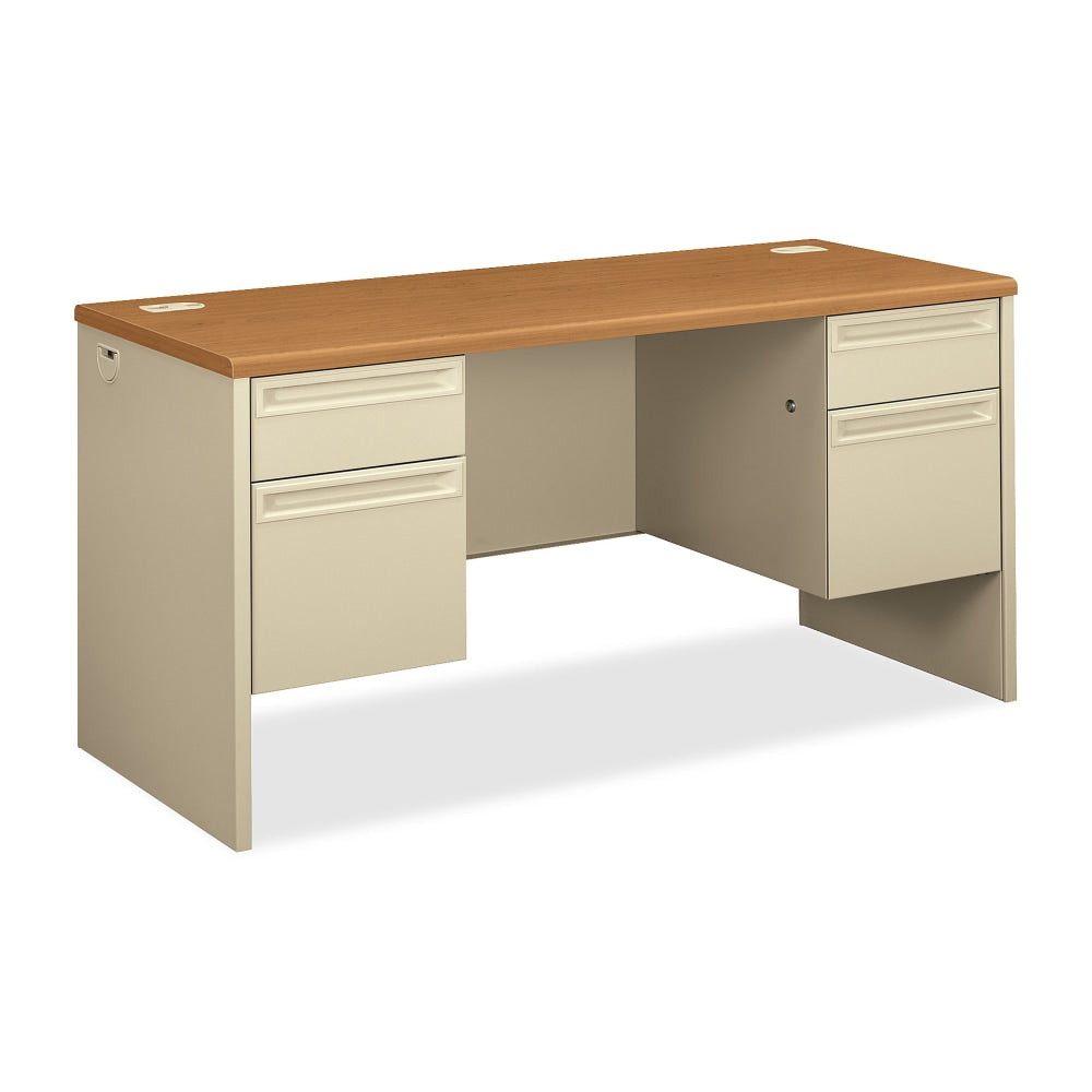 HON 38000 Kneespace 60inW Computer Desk Credenza, Harvest/Putty