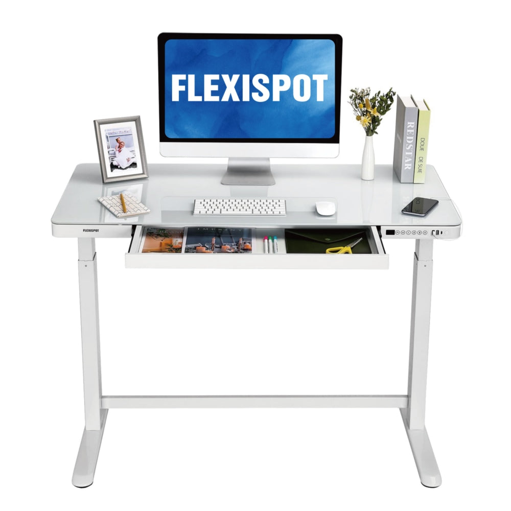 FlexiSpot Comhar Electric 48inW Height-Adjustable Staanding Desk, White