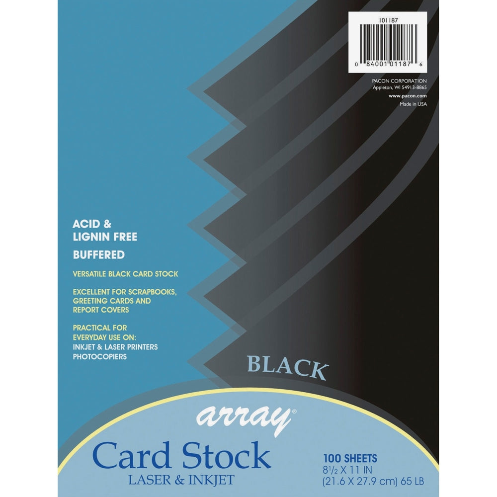 Pacon Multi-Use Card Stock, Black, Letter (8.5in x 11in), 65 Lb, Pack Of 100