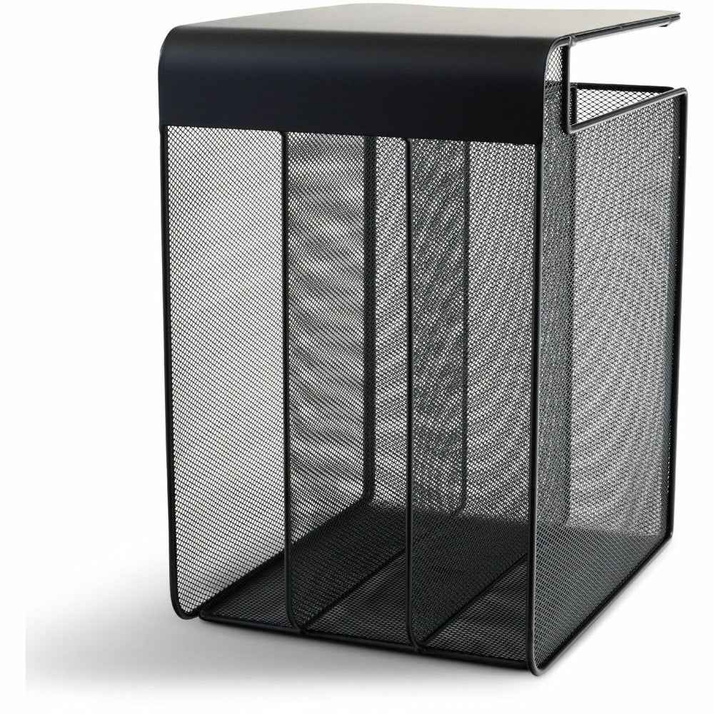 Safco Onyx Mesh Hanging Organizer, Solid Top 3-Section Vertcal, Black