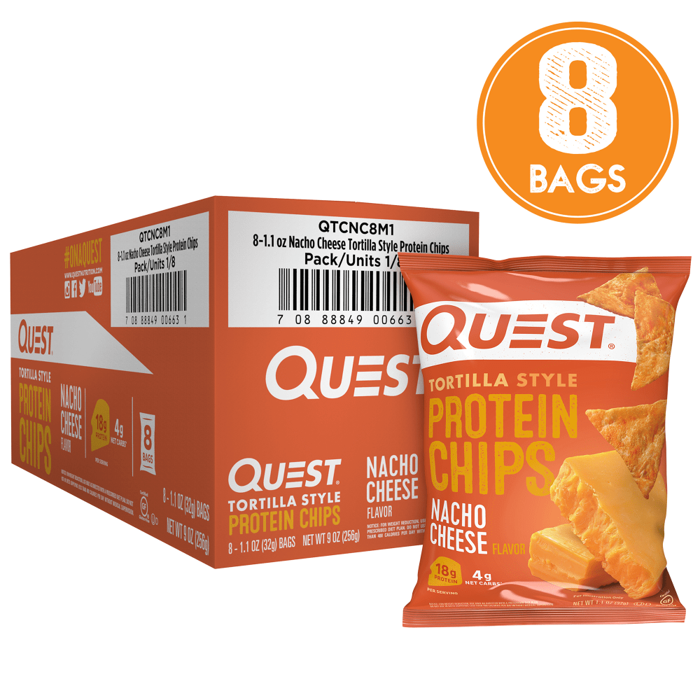 Quest Nacho Protein Tortilla Chips, 1.1 Oz, Pack Of 8 Bags