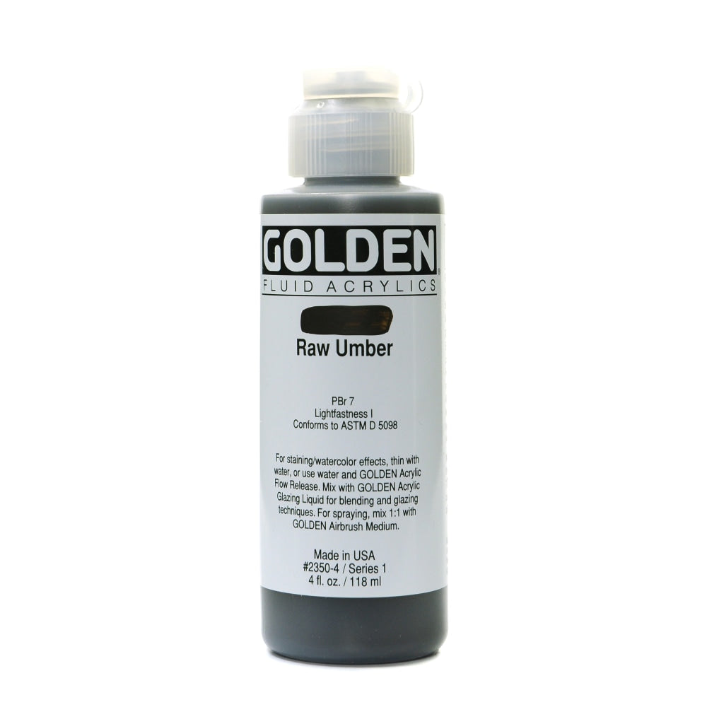 Golden Fluid Acrylic Paint, 4 Oz, Raw Umber