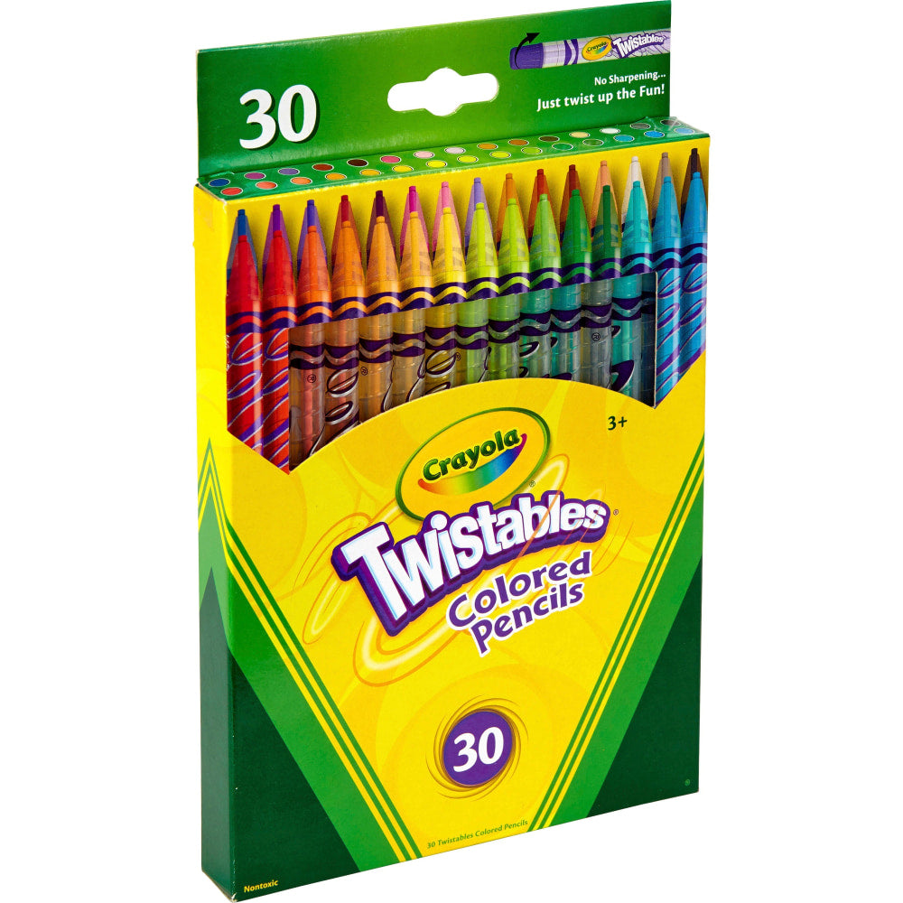 Crayola Twistables Color Pencils, Assorted Colors, Cylindrical Pouch, Set Of 30