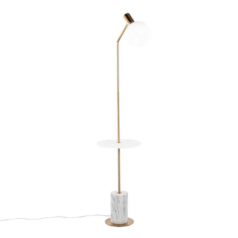 LumiSource Ana Floor Lamp, 73inH, White/Gold