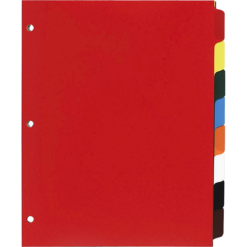 Sparco Non-Insertable Poly Indexes, 8 1/2in x 11in, 8-Tab, Assorted Colors