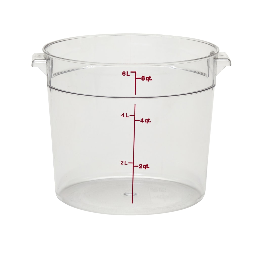 Cambro Camwear 6-Quart Round Storage Containers, Clear, Set Of 12 Containers