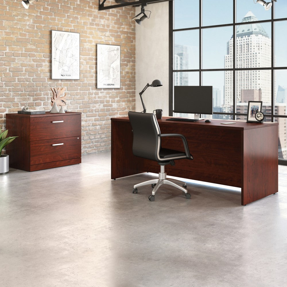 Sauder Affirm Collection Executive Desk With 2-Drawer Lateral File, 72inW x 30in, Classic Cherry