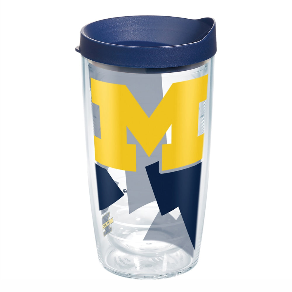 Tervis Genuine NCAA Tumbler With Lid, Michigan Wolverines, 16 Oz, Clear