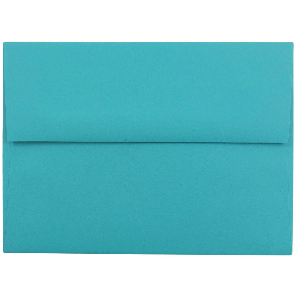 JAM Paper Stationery Set, 5 1/4in x 7 1/4in, 30% Recycled, Set Of 25 White Cards And 25 Sea Blue Envelopes