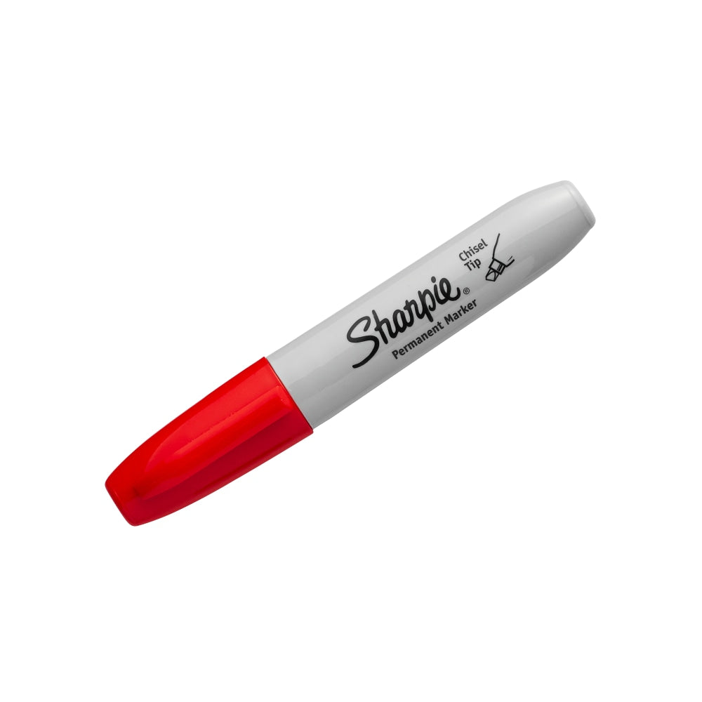 Sharpie Chisel-Tip Permanent Markers, Red, Pack Of 12